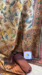 Pure Raw Silk Kalamkari Designer Suit Set
