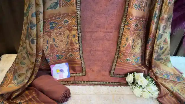 Pure Raw Silk Kalamkari Designer Suit Set
