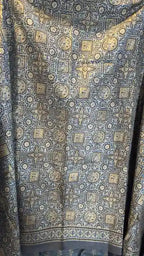 Royal Navy Blue Raw Silk Jaipuri Print Designer Suit Set