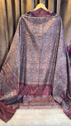Dusty Rose Mauve Raw Silk Jaipuri Print Designer Suit Set