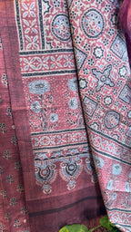Dusty Rose Mauve Raw Silk Jaipuri Print Designer Suit Set