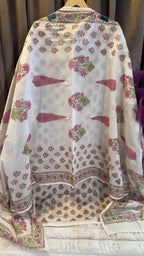 Premium Pure Mul Chanderi Hand Block Designer Suit Set
