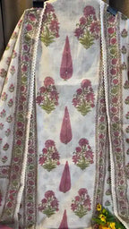 Premium Pure Mul Chanderi Hand Block Designer Suit Set