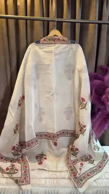 Pure Mul Chanderi Hand Block Designer Suit Set