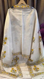 Pure Mul Chanderi Hand Block Designer Suit Set