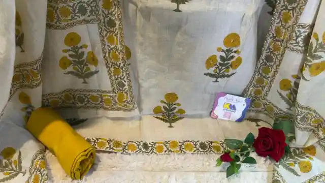 Pure Mul Chanderi Hand Block Designer Suit Set