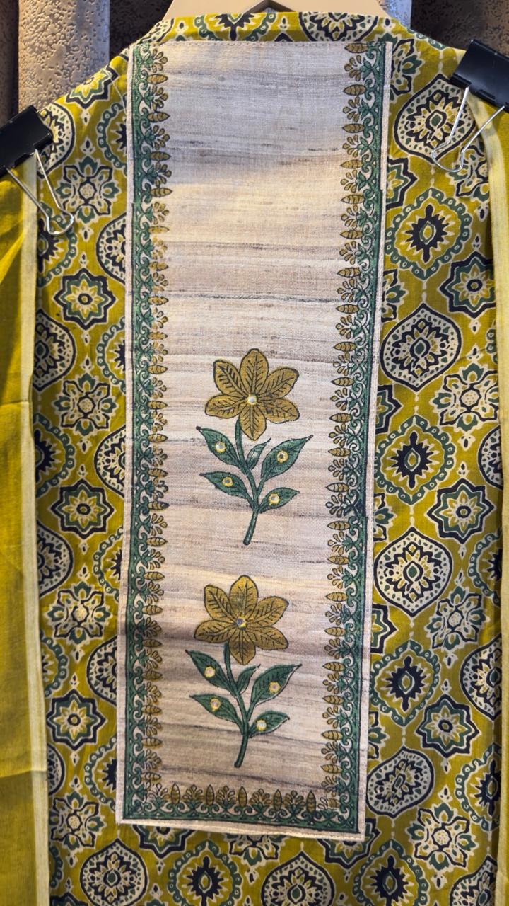 Pure Cotton Badam Boota Hand Block Designer Suit Set