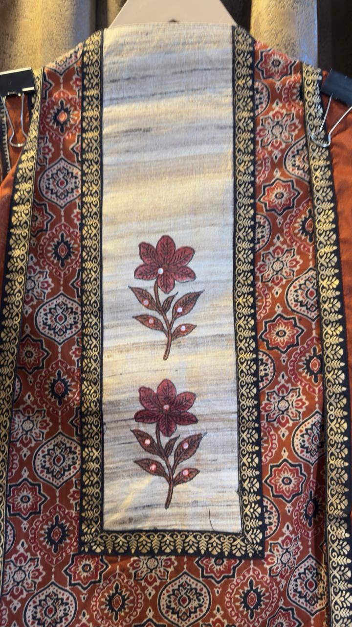 Pure Cotton Badam Boota Hand Block Designer Suit Set