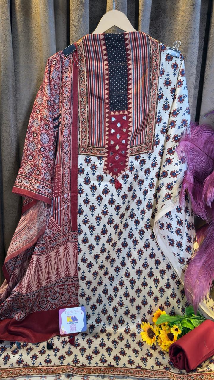 Luxury Ajrakh Mashru Silk Suit Set