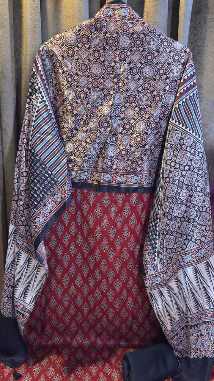 Luxury Ajrakh Mashru Silk Suit Set