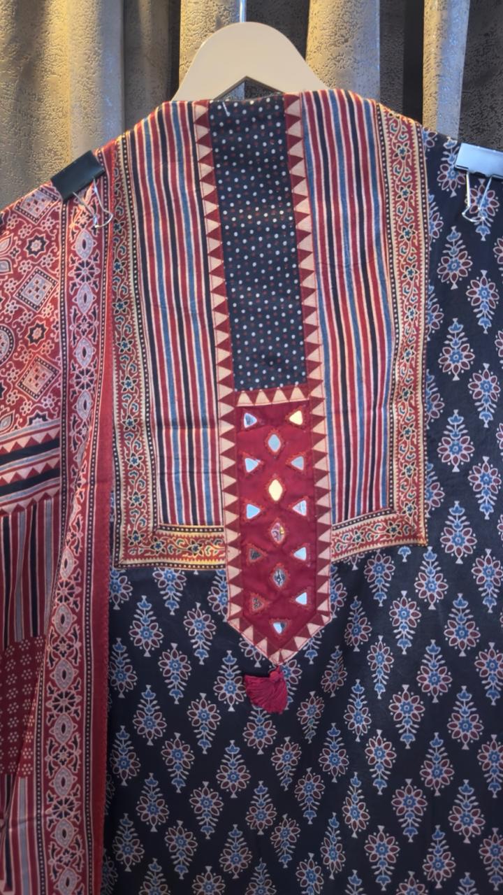 Luxury Ajrakh Mashru Silk Suit Set