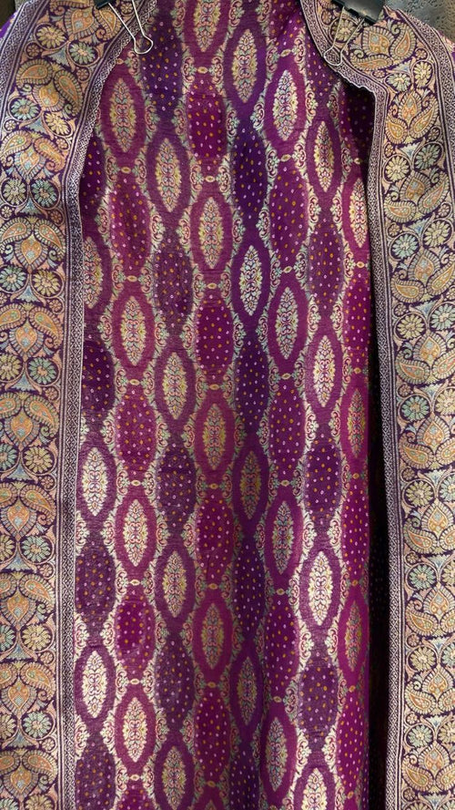 Pure Khaddi Georgette Banarasi Bandhani Suit Set