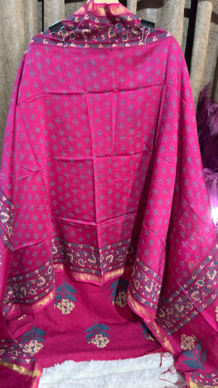 Hakuba Cotton Floral Designer Suit Set