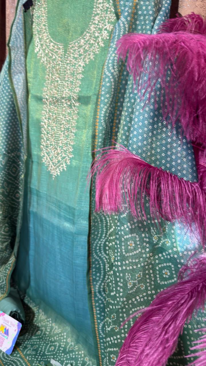 Shimmer Tissue Bandhani Designer Suit Set