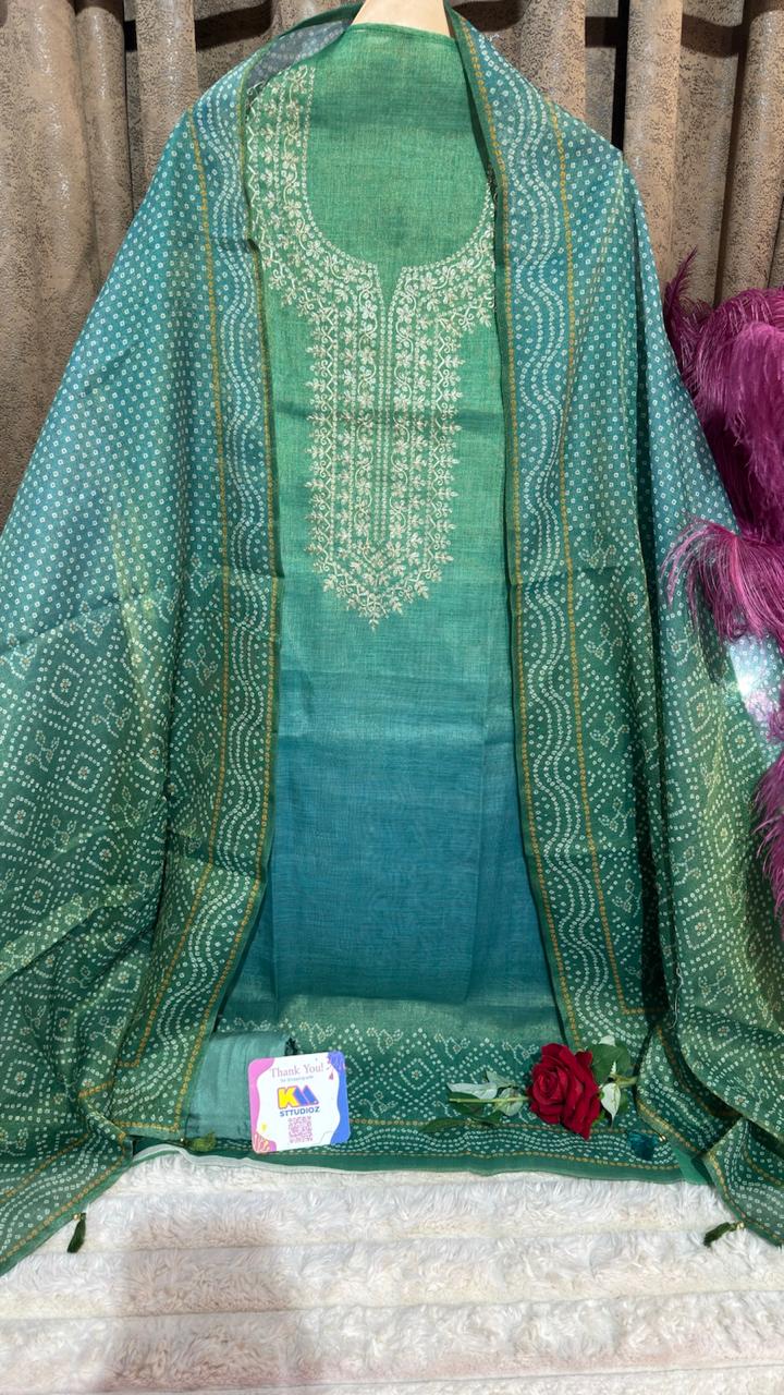 Shimmer Tissue Bandhani Designer Suit Set