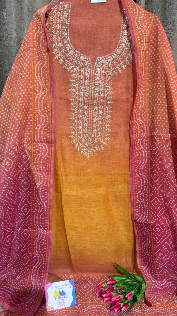 Shimmer Tissue Bandhani Designer Suit Set