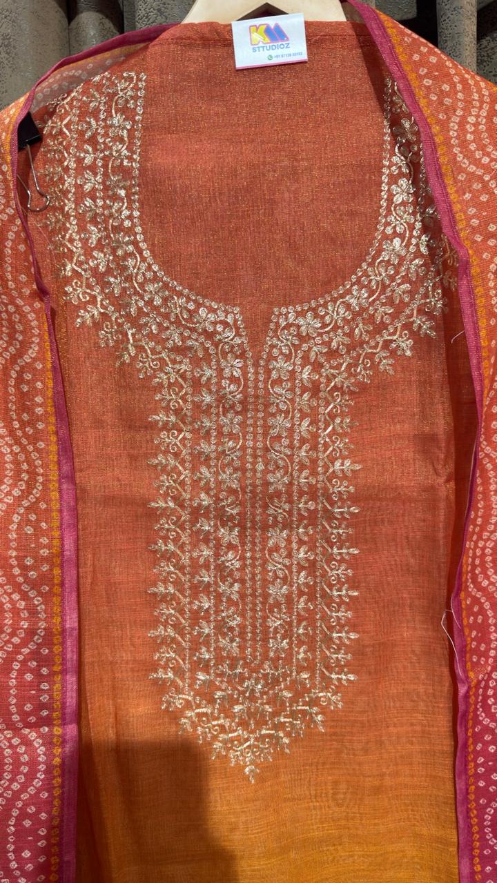 Shimmer Tissue Bandhani Designer Suit Set