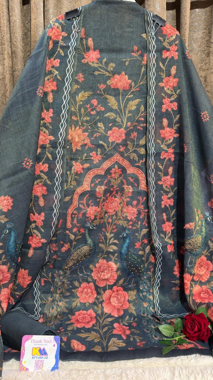 Calcutta Kantha & Knot Work Shimmer Tissue Designer Suit Set