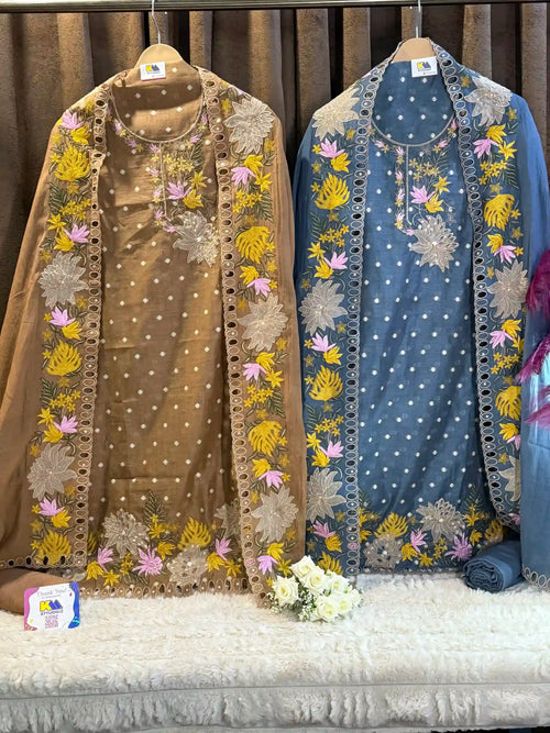 Pure Linen Jamdani Heirloom Designer Suit Set