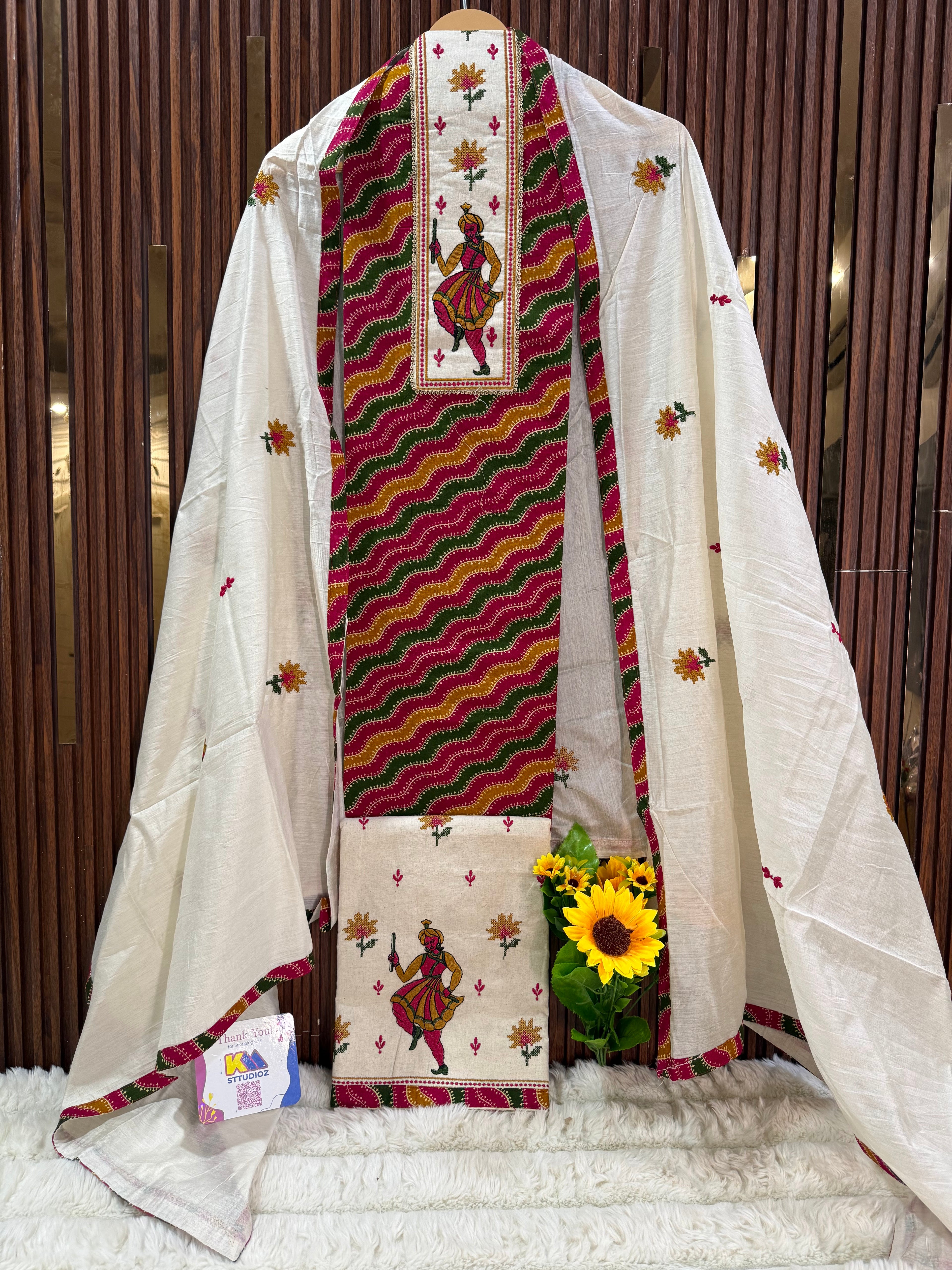 Navratri Ikkat Lehariya Cotton Suit Set