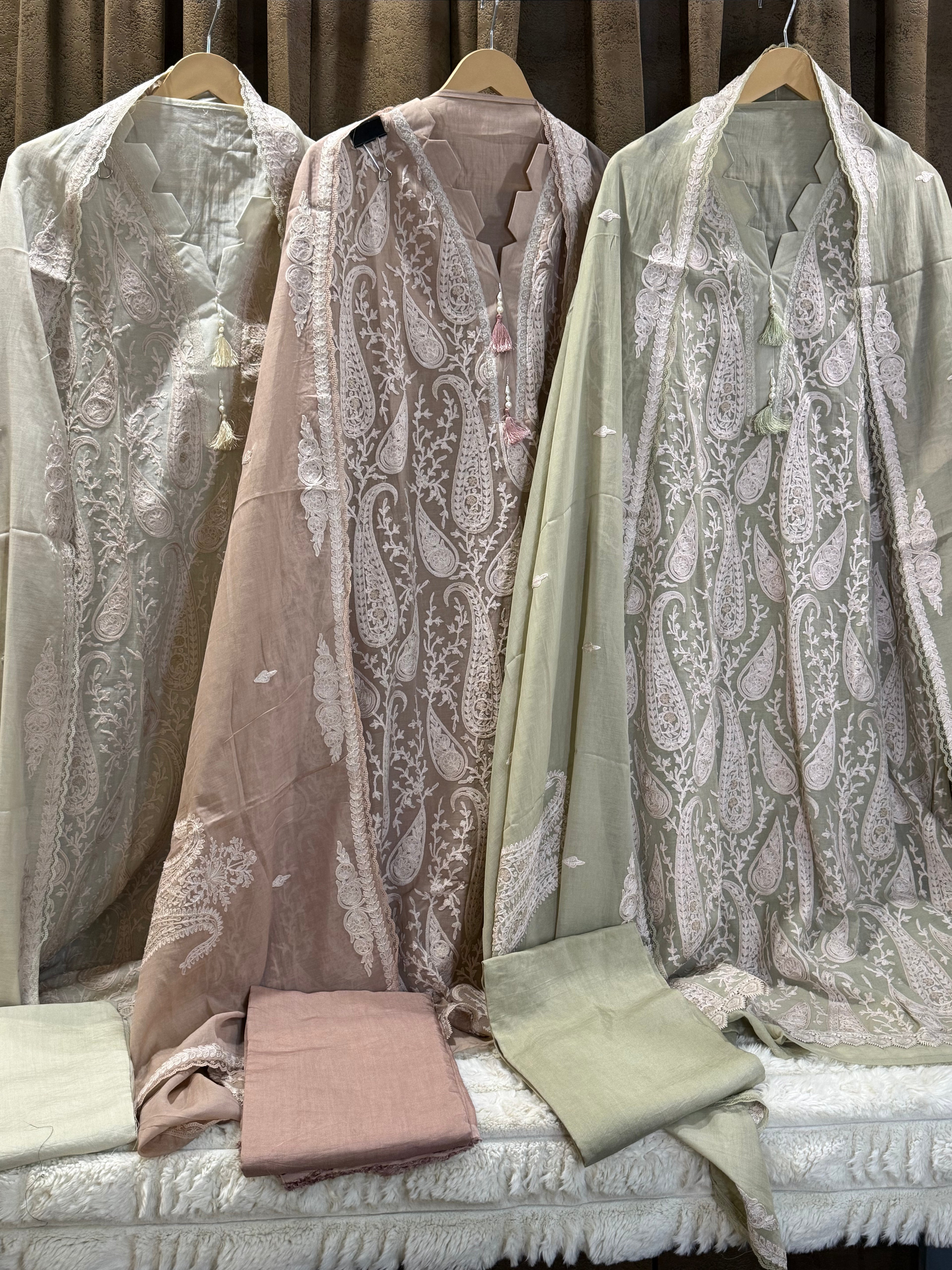 Pure Mul Cotton Kashmiri Embroidered Salwar Suit Set