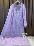 Soft Chanderi Designer Lucknowi Chikankari Suit Set