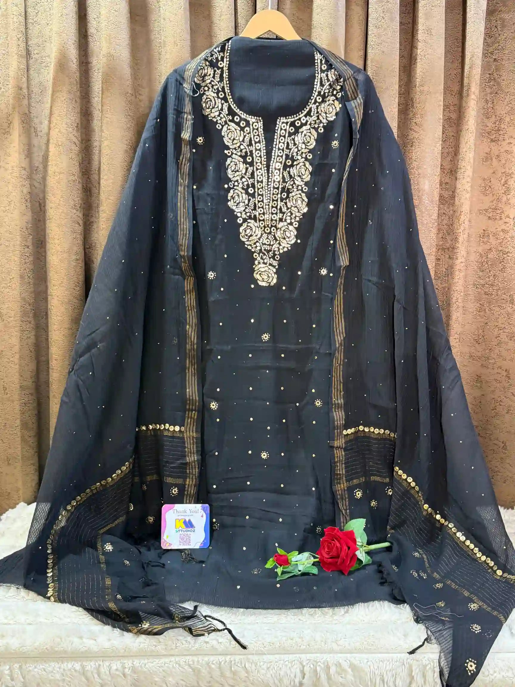 Pure Maheshwari Mukaish Kurta Dupatta Set