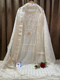 Pure Mul Chanderi Banarasi Hand Chikankari Kurta Dupatta Set