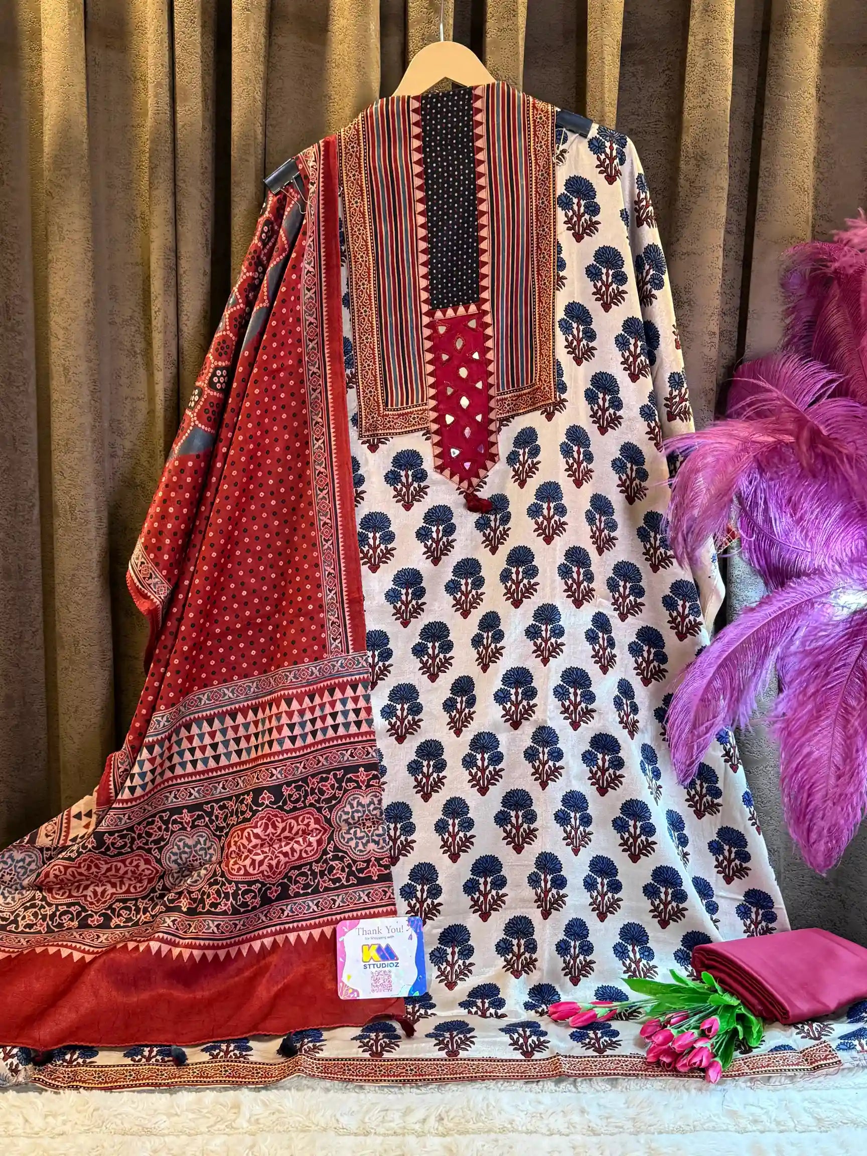 Premium Ajrakh Mashru Silk Heritage Suit Set
